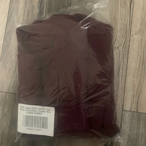 NWT MARK ZUNINO STYLE BUTTON FRONT BLAZER 6 WINE - Picture 11 of 13